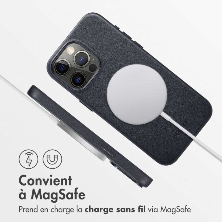 Accezz MagSafe Leather Backcover Apple iPhone 15 Pro Max - Onyx Black - Afbeelding 7