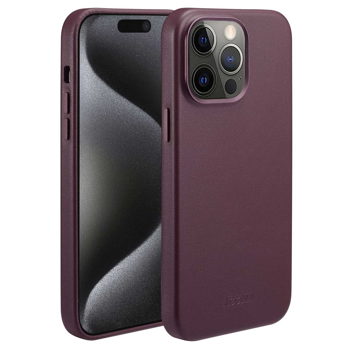Accezz MagSafe Leather Backcover Apple iPhone 15 Pro Max - Heath Purple - Afbeelding 2