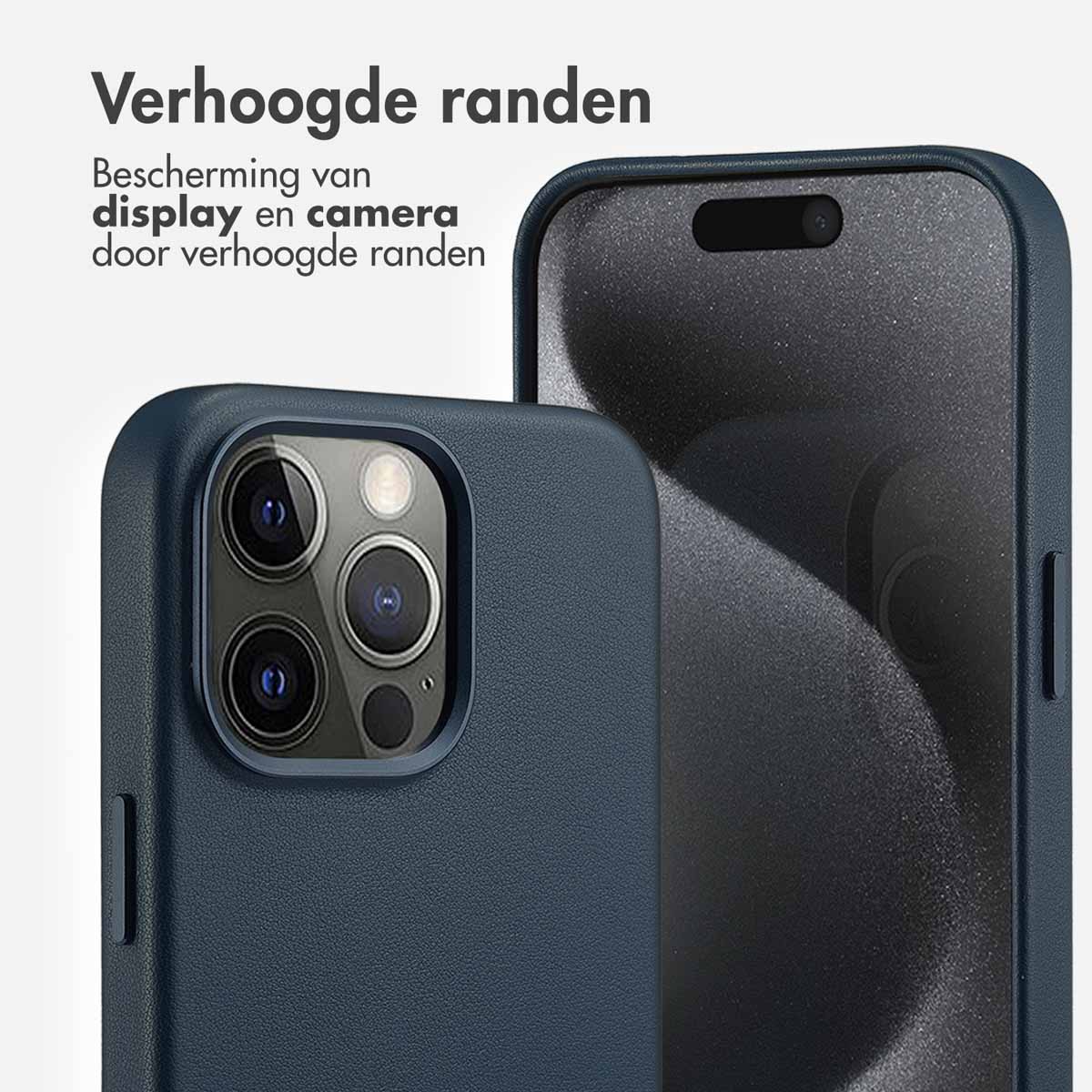 Accezz MagSafe Leather Backcover Apple iPhone 15 Pro Max - Nightfall Blue - Afbeelding 10