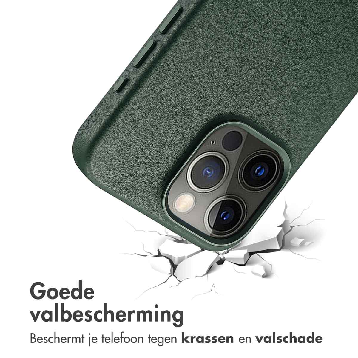 Accezz MagSafe Leather Backcover Apple iPhone 15 Pro Max - Cedar Green - Afbeelding 3