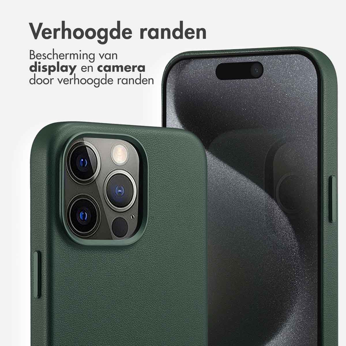 Accezz MagSafe Leather Backcover Apple iPhone 15 Pro Max - Cedar Green - Afbeelding 9