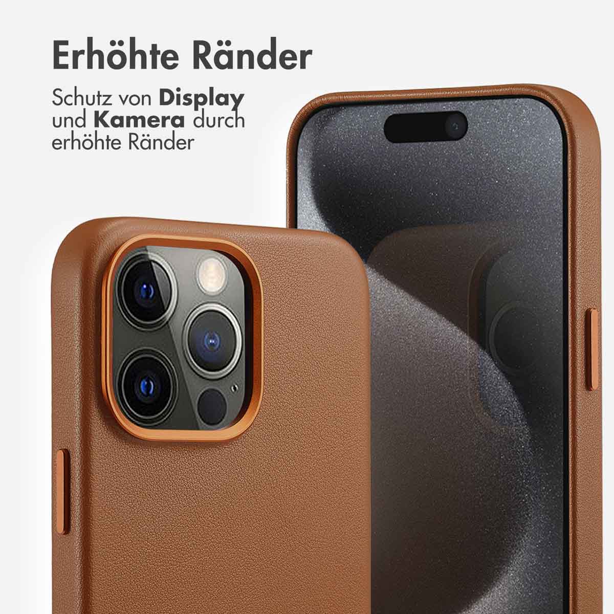 Accezz MagSafe Leather Backcover Apple iPhone 15 Pro Max - Sienna Brown - Afbeelding 10