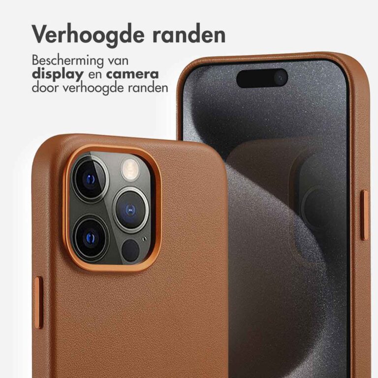 Accezz MagSafe Leather Backcover Apple iPhone 15 Pro Max - Sienna Brown - Afbeelding 10