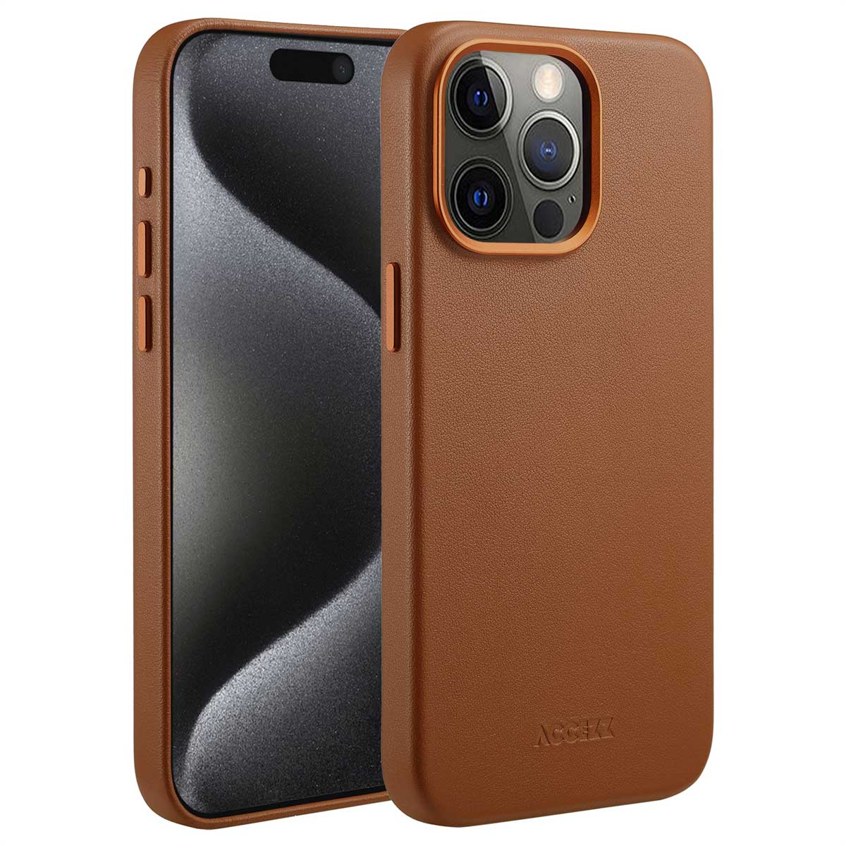 Accezz MagSafe Leather Backcover Apple iPhone 15 Pro Max – Sienna Brown