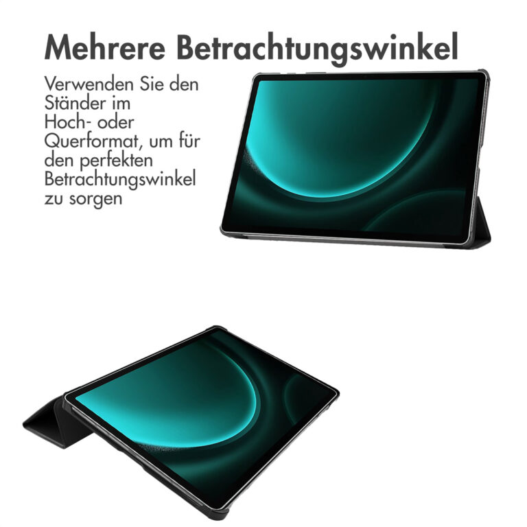 Accezz Trifold Bookcase Samsung Tab S10 Plus / Tab S9 FE Plus - Zwart - Afbeelding 10