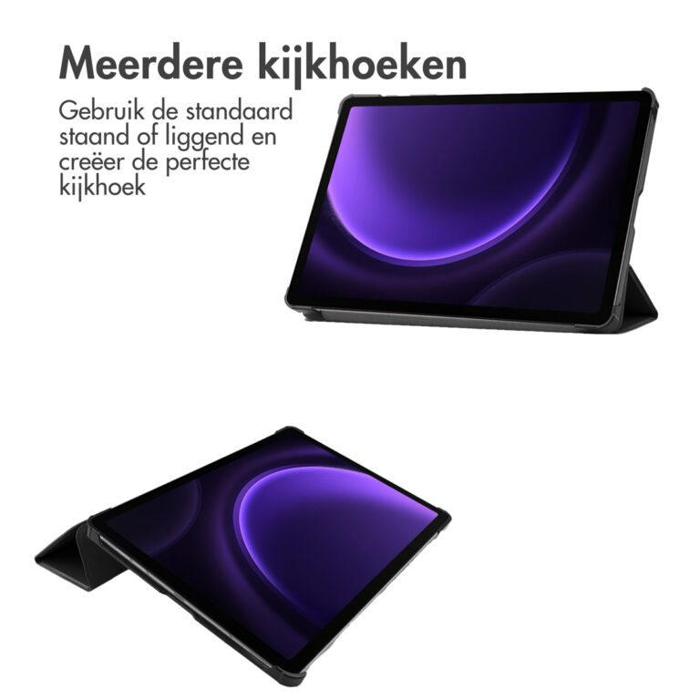 Accezz Trifold Bookcase Samsung Tab S10 FE / S9 FE / Tab S9 - Zwart - Afbeelding 2