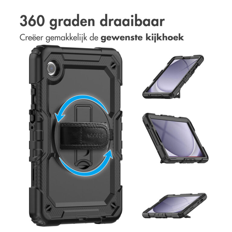 Accezz Rugged Backcover Shoulder Strap Samsung Galaxy Tab A9 8.7 inch - Zwart - Afbeelding 10