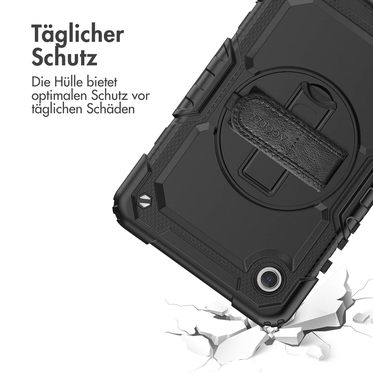 Accezz Rugged Backcover met schouderstrap Samsung Galaxy Tab A9 8.7 inch - Zwart - Afbeelding 6