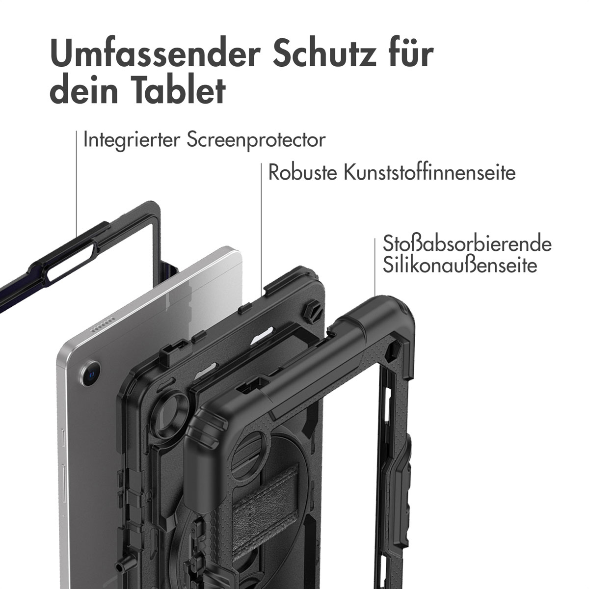 Accezz Rugged Backcover met schouderstrap Samsung Galaxy Tab A9 8.7 inch - Zwart - Afbeelding 9