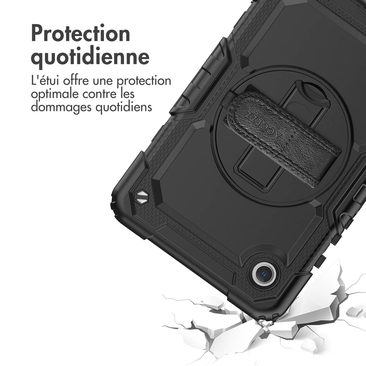 Accezz Rugged Backcover met schouderstrap Samsung Galaxy Tab A9 8.7 inch - Zwart - Afbeelding 4