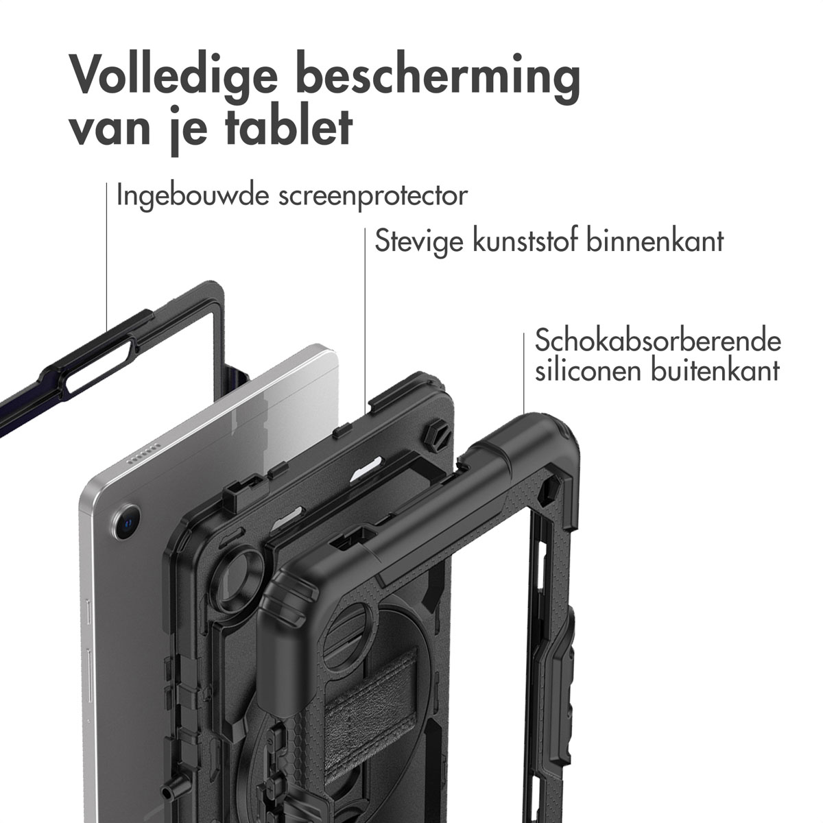 Accezz Rugged Backcover met schouderstrap Samsung Galaxy Tab A9 8.7 inch - Zwart - Afbeelding 8