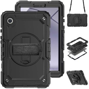 Accezz Rugged Backcover met schouderstrap Samsung Galaxy Tab A9 8.7 inch - Zwart