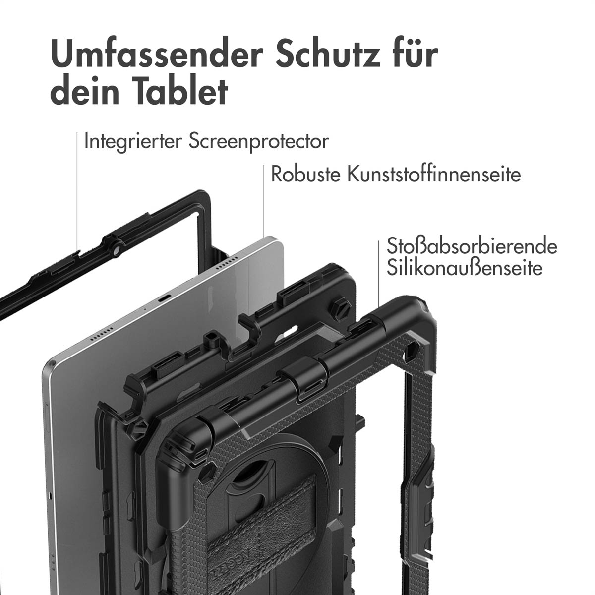 Accezz Rugged Backcover met schouderstrap Samsung Galaxy Tab A9 Plus - Zwart - Afbeelding 8