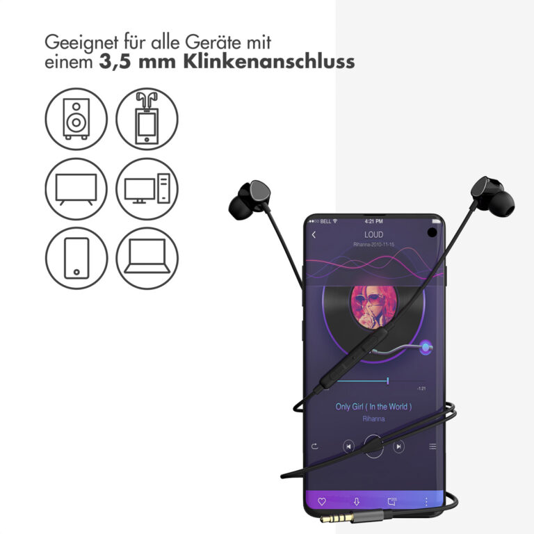 Accezz In-ear oordopjes - Bedrade oordopjes - AUX / 3,5 mm Jack aansluiting - Zwart - Afbeelding 6