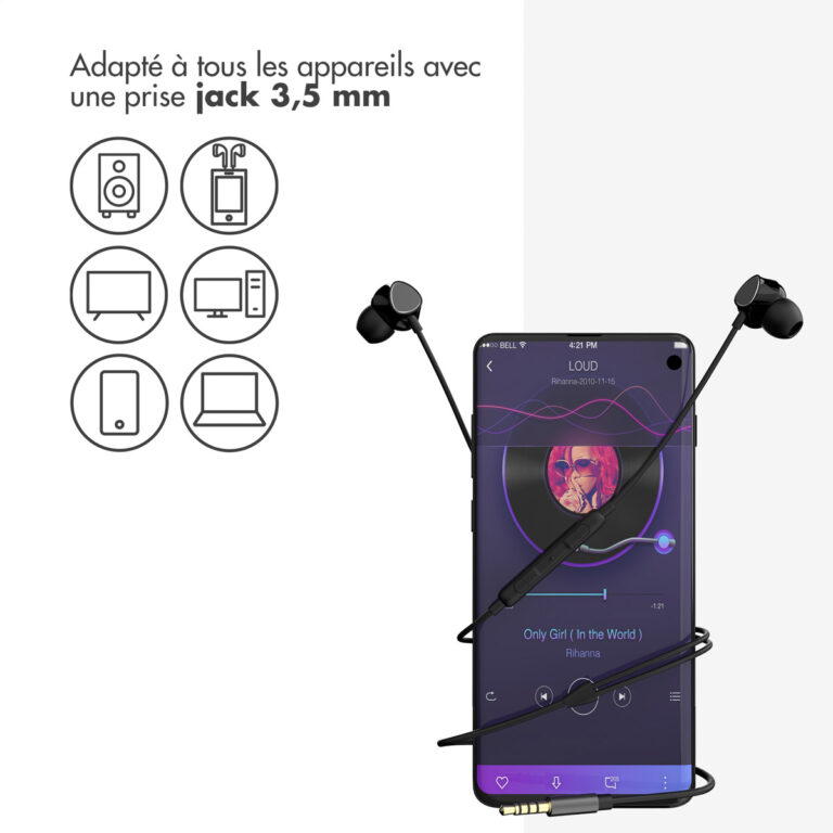 Accezz In-ear oordopjes - Bedrade oordopjes - AUX / 3,5 mm Jack aansluiting - Zwart - Afbeelding 3