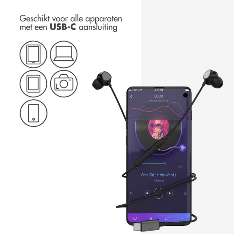 Accezz In-ear oordopjes - Bedrade oordopjes - USB-C aansluiting - Zwart - Afbeelding 5