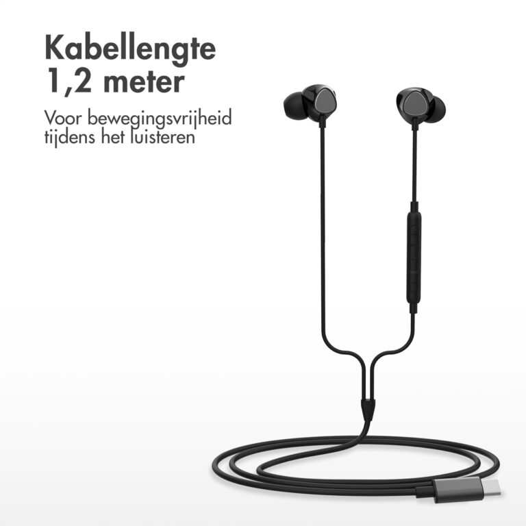 Accezz In-ear oordopjes - Bedrade oordopjes - USB-C aansluiting - Zwart - Afbeelding 3