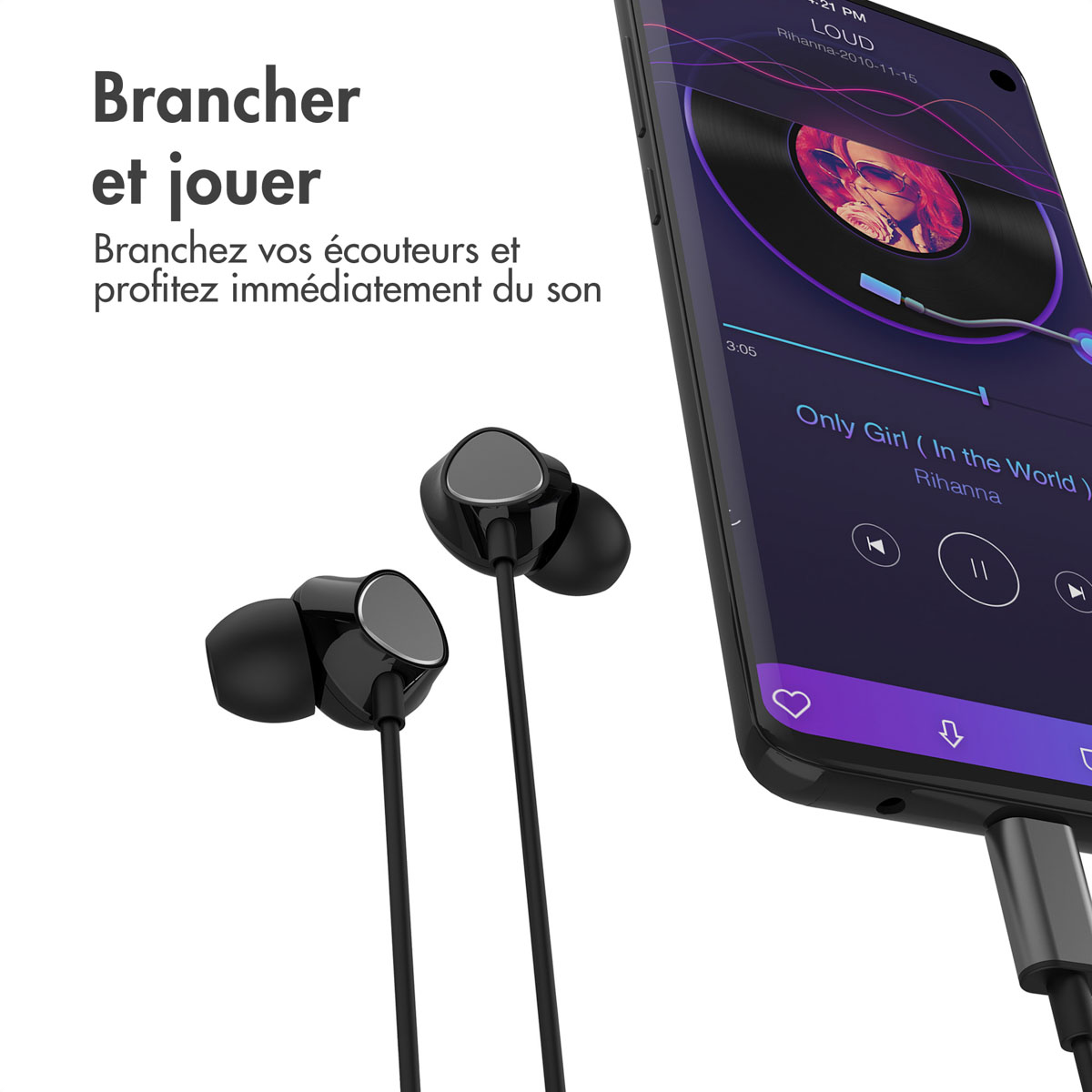 Accezz In-ear oordopjes - Bedrade oordopjes - USB-C aansluiting - Zwart - Afbeelding 9