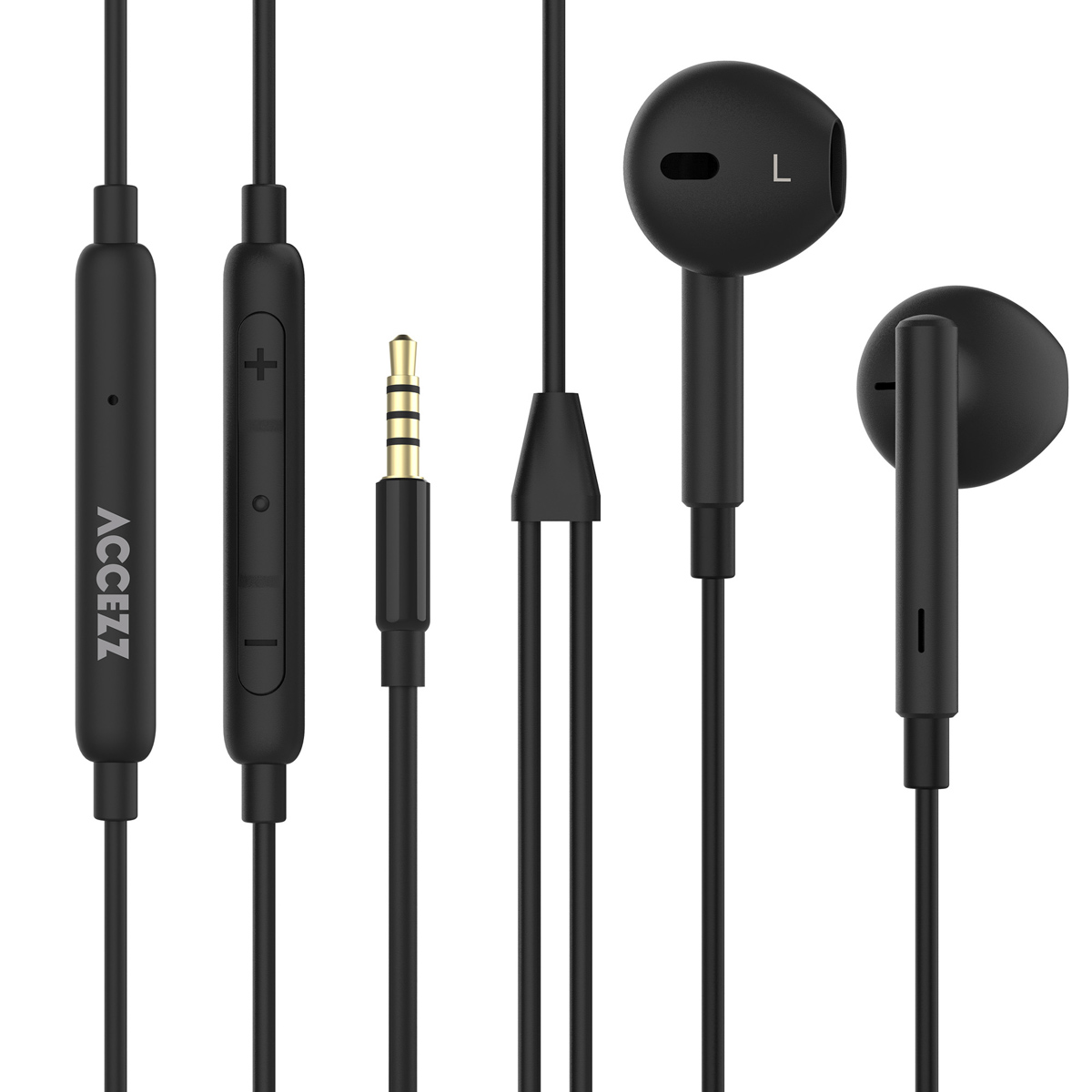 Accezz Oordopjes – Bedrade oordopjes – AUX / 3,5 mm Jack aansluiting – Zwart