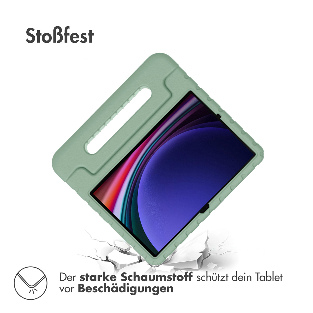 Accezz Kidsproof Backcover met handvat Samsung Galaxy Tab S11 / S9 11.0 inch / S10 Lite / S10 FE / S9 FE 10.9 inch - Olive Green - Afbeelding 4
