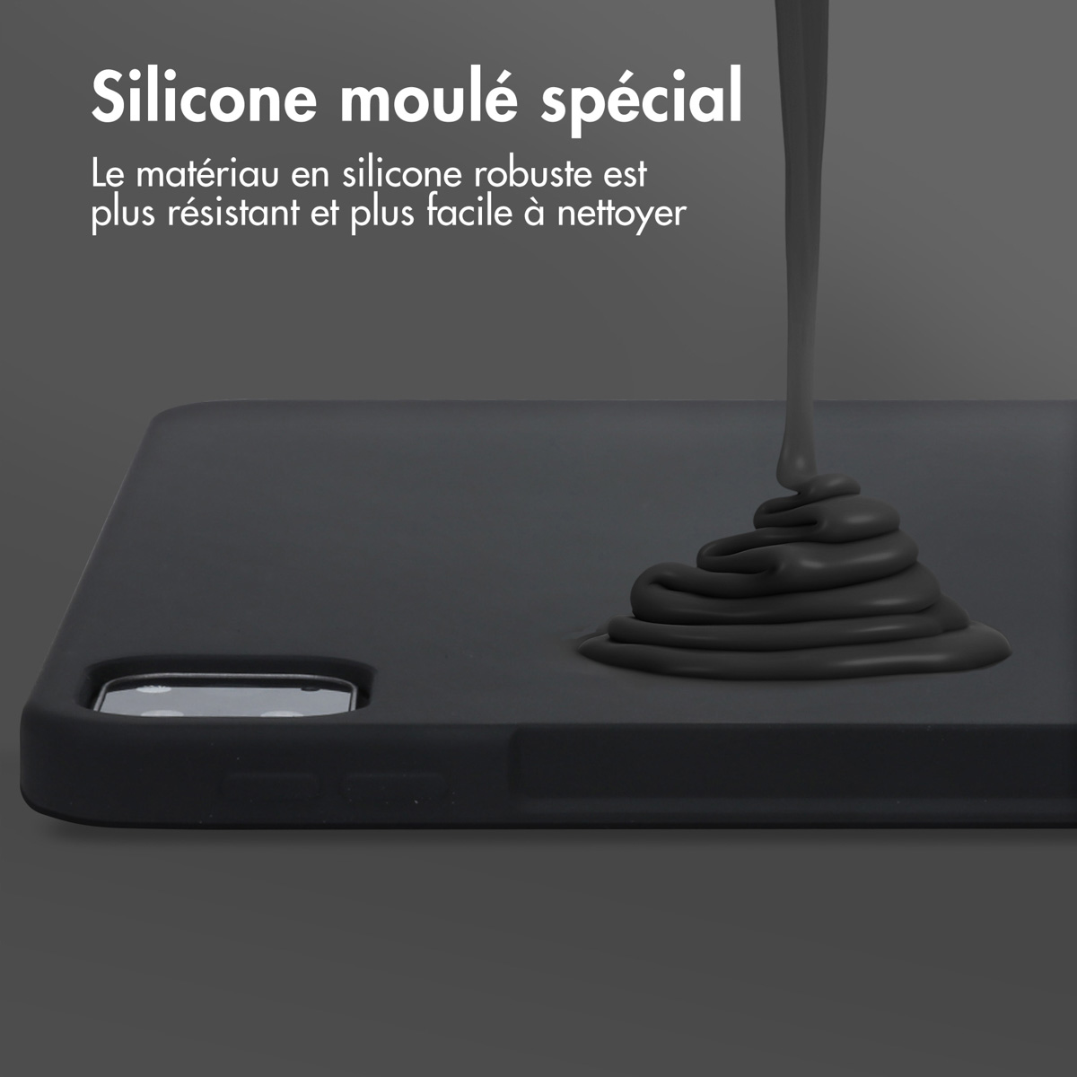 Accezz Liquid Silicone Backcover met penhouder Apple iPad Pro 12.9 (2022) / Pro 12.9 (2021) / Pro 12.9 (2020) - Zwart - Afbeelding 4