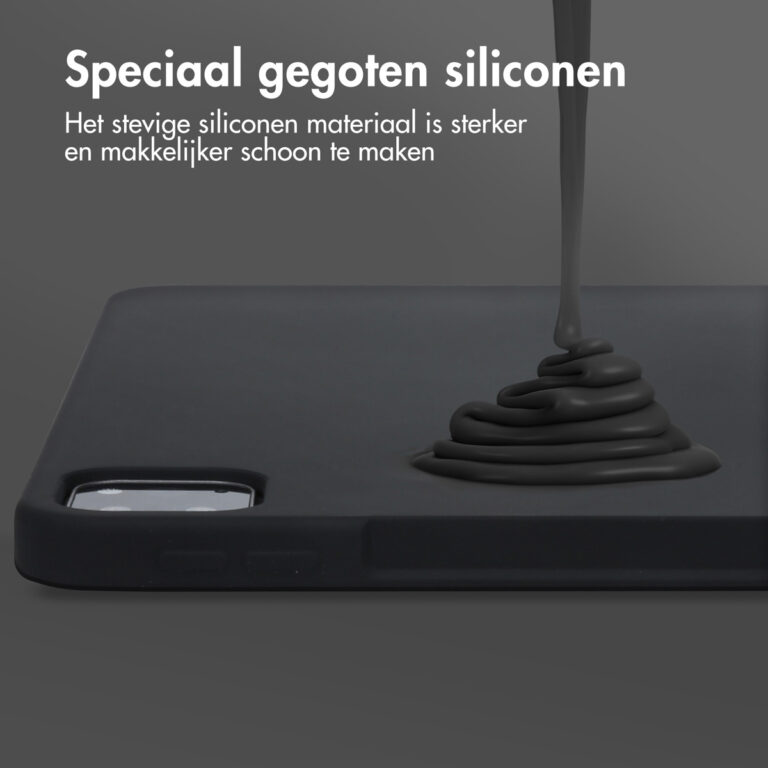 Accezz Liquid Silicone Backcover met penhouder Apple iPad Pro 12.9 (2022) / Pro 12.9 (2021) / Pro 12.9 (2020) - Zwart - Afbeelding 10