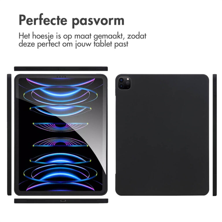Accezz Liquid Silicone Backcover met penhouder Apple iPad Pro 12.9 (2022) / Pro 12.9 (2021) / Pro 12.9 (2020) - Zwart - Afbeelding 8