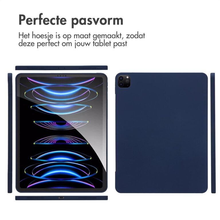 Accezz Liquid Silicone Backcover met penhouder Apple iPad Pro 12.9 (2022) / Pro 12.9 (2021) / Pro 12.9 (2020) - Donkerblauw - Afbeelding 8