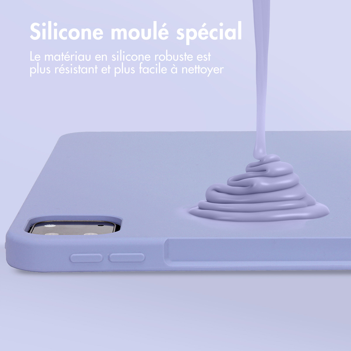 Accezz Liquid Silicone Backcover met penhouder Apple iPad Pro 12.9 (2022) / Pro 12.9 (2021) / Pro 12.9 (2020) - Lila - Afbeelding 4
