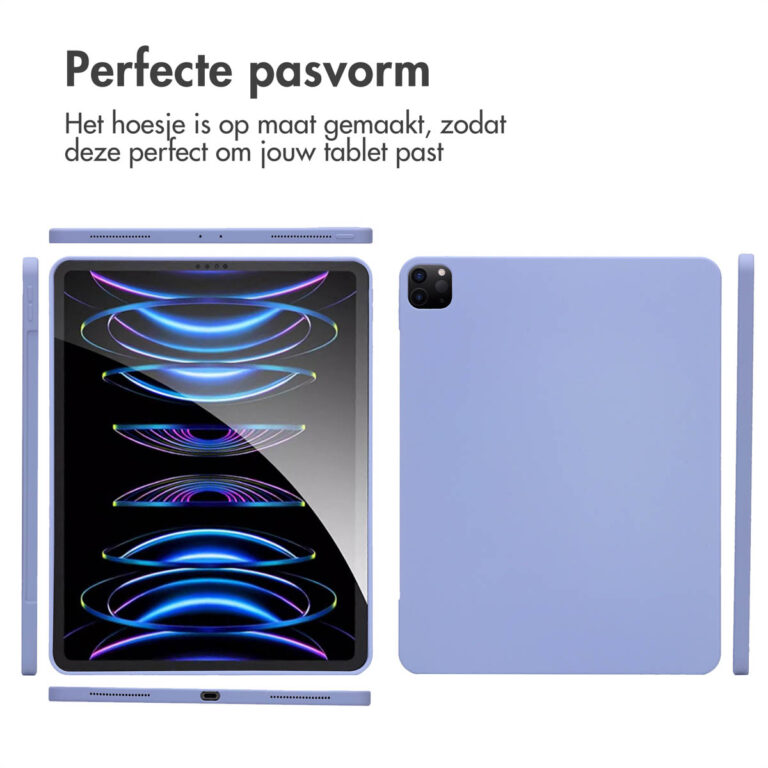 Accezz Liquid Silicone Backcover met penhouder Apple iPad Pro 12.9 (2022) / Pro 12.9 (2021) / Pro 12.9 (2020) - Lila - Afbeelding 8