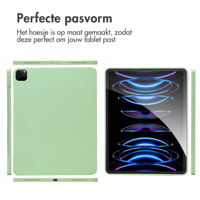 Accezz Liquid Silicone Backcover met penhouder Apple iPad Pro 12.9 (2022) / Pro 12.9 (2021) / Pro 12.9 (2020) - Lichtgroen - Afbeelding 8