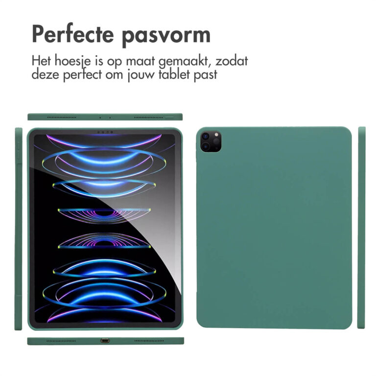 Accezz Liquid Silicone Backcover met penhouder Apple iPad Pro 12.9 (2022) / Pro 12.9 (2021) / Pro 12.9 (2020) - Donkergroen - Afbeelding 8