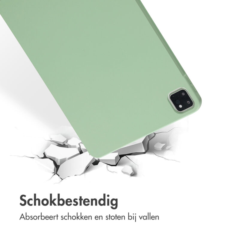 Accezz Liquid Silicone Backcover met penhouder Apple iPad Pro 11 (2022 / 2021 / 2020 / 2018) - Lichtgroen - Afbeelding 9
