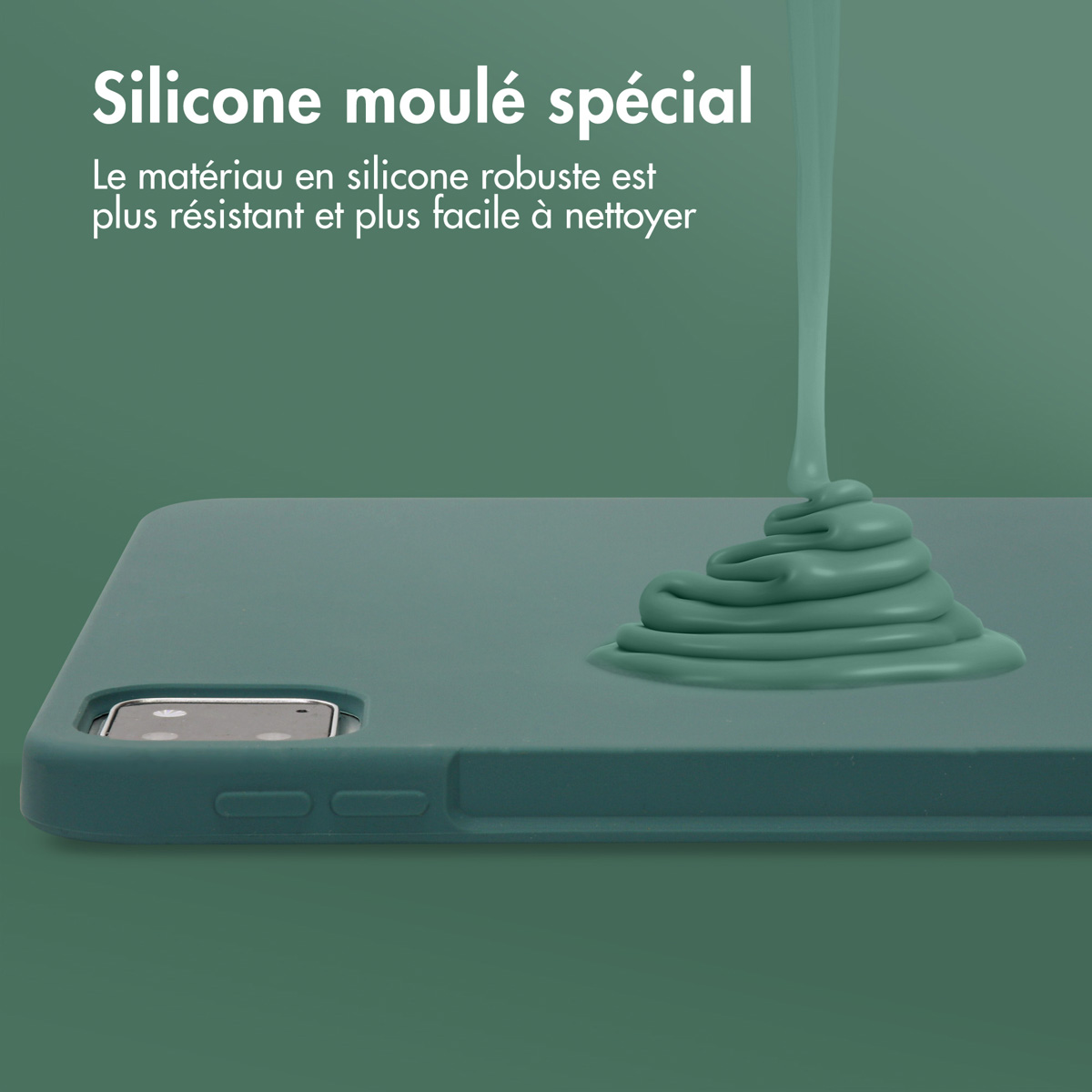 Accezz Liquid Silicone Backcover met penhouder Apple iPad Pro 11 (2022 / 2021 / 2020 / 2018) - Donkergroen - Afbeelding 4