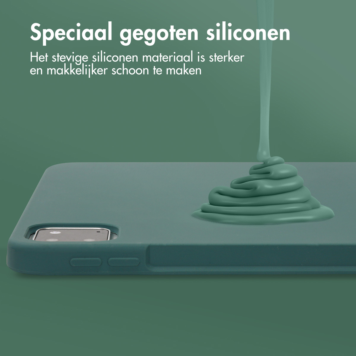 Accezz Liquid Silicone Backcover met penhouder Apple iPad Pro 11 (2022 / 2021 / 2020 / 2018) - Donkergroen - Afbeelding 5