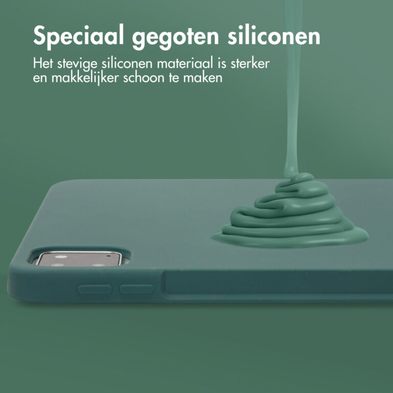 Accezz Liquid Silicone Backcover met penhouder Apple iPad Pro 11 (2022 / 2021 / 2020 / 2018) - Donkergroen - Afbeelding 10