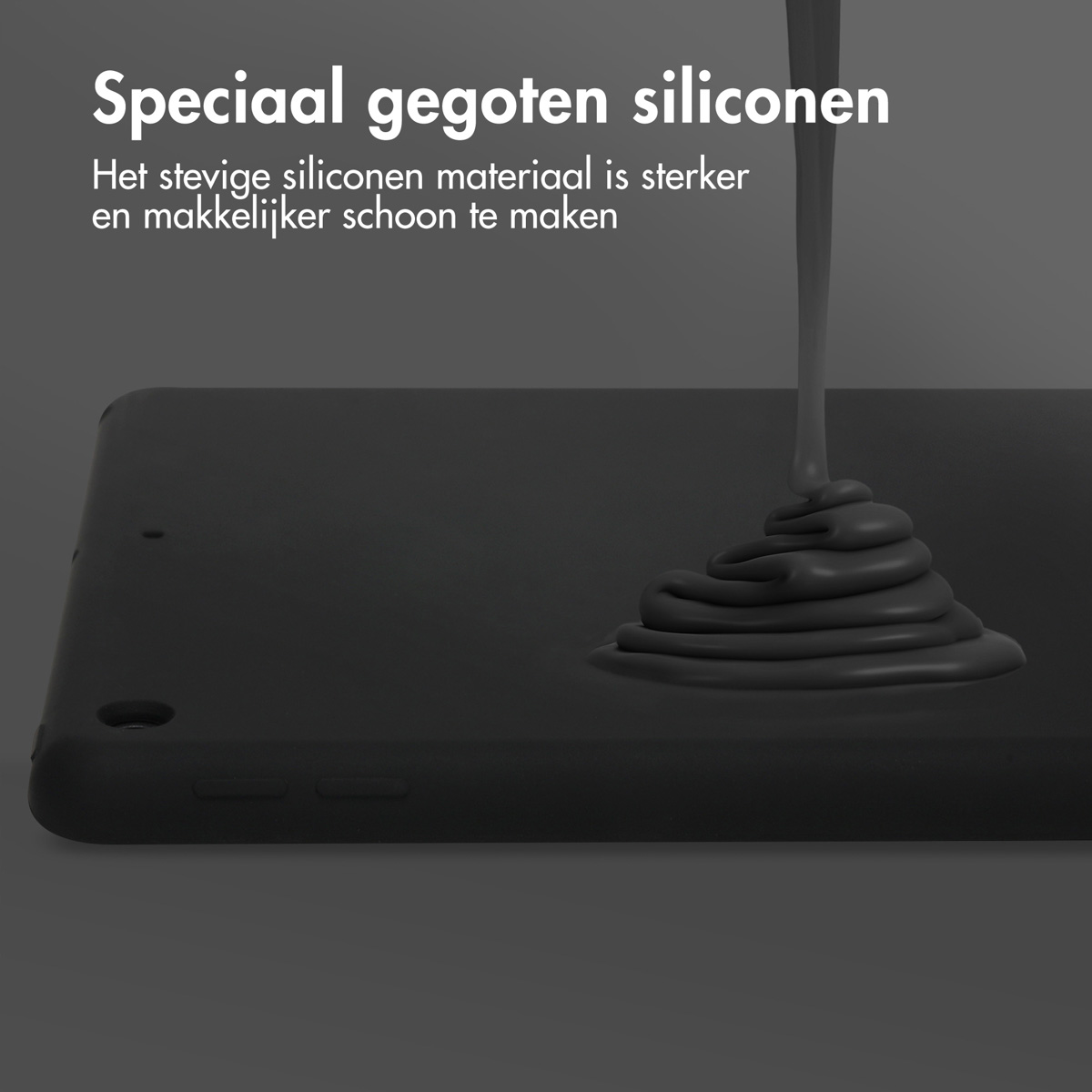 Accezz Liquid Silicone Backcover Apple iPad 9 (2021) 10.2 inch / iPad 8 (2020) 10.2 inch / iPad 7 (2019) 10.2 inch - Zwart - Afbeelding 5