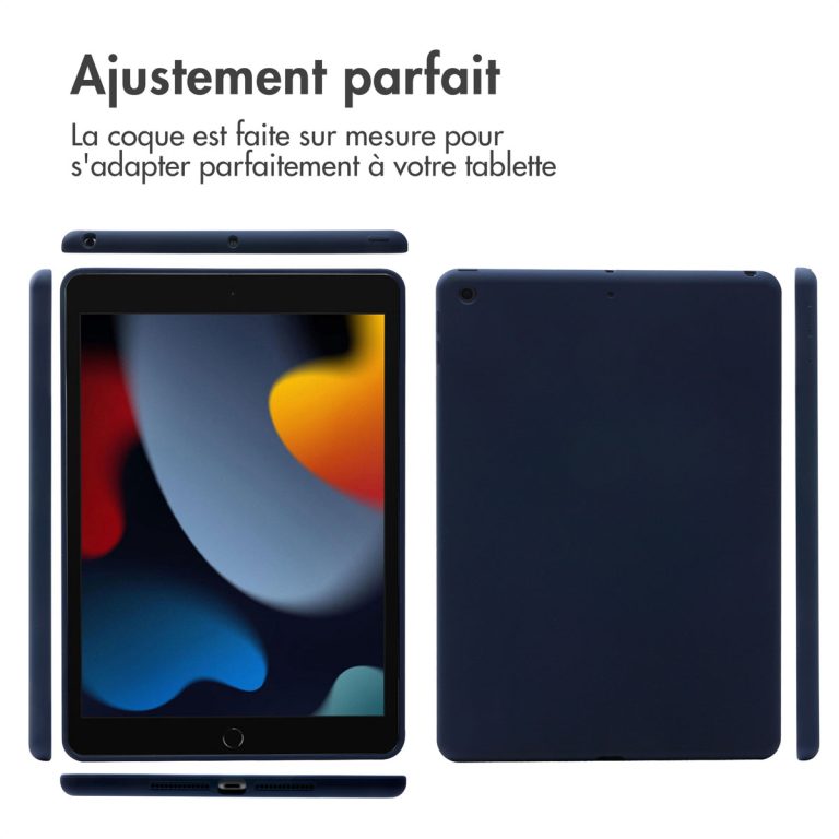 Accezz Liquid Silicone Backcover Apple iPad 9 (2021) 10.2 inch / iPad 8 (2020) 10.2 inch / iPad 7 (2019) 10.2 inch - Donkerblauw - Afbeelding 9