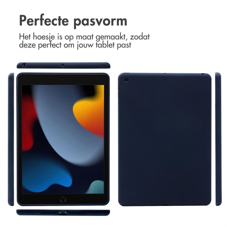 Accezz Liquid Silicone Backcover Apple iPad 9 (2021) 10.2 inch / iPad 8 (2020) 10.2 inch / iPad 7 (2019) 10.2 inch - Donkerblauw - Afbeelding 3