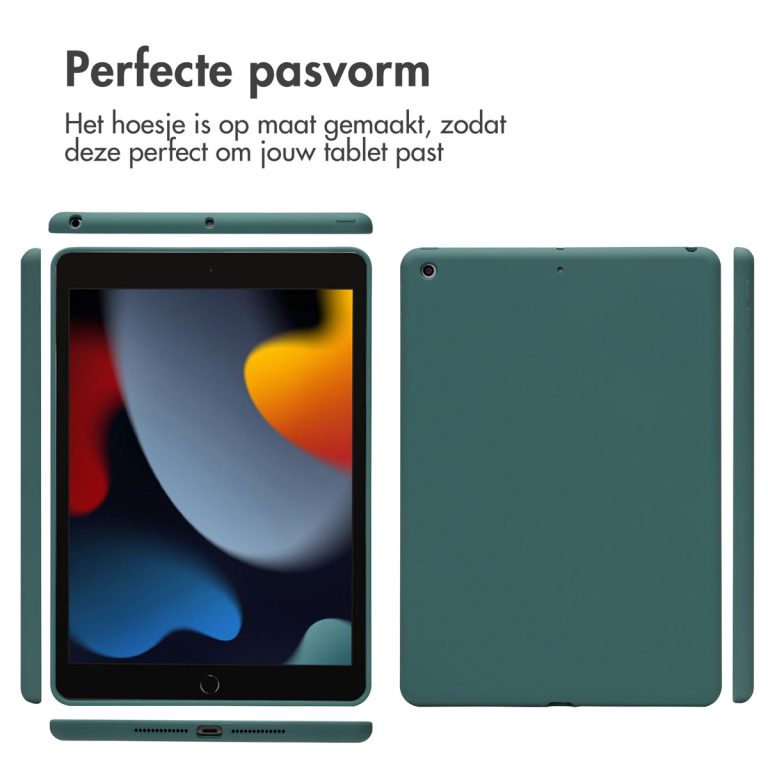 Accezz Liquid Silicone Backcover Apple iPad 9 (2021) 10.2 inch / iPad 8 (2020) 10.2 inch / iPad 7 (2019) 10.2 inch - Donkergroen - Afbeelding 3