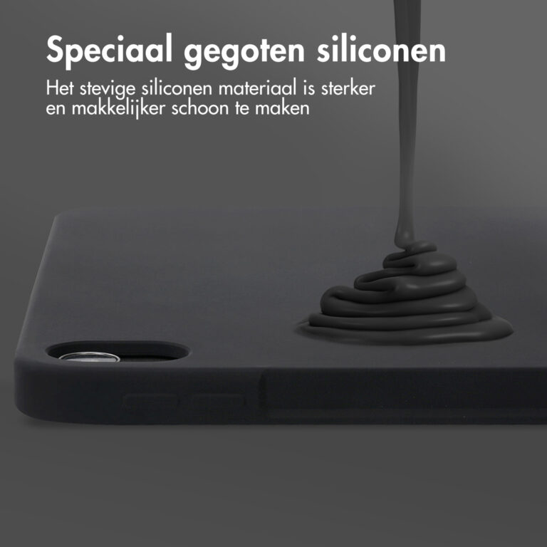 Accezz Liquid Silicone Backcover met penhouder Apple iPad Air 11 inch (2025) M3 / (2024) M2 / Air 5 (2022) / Air 4 (2020) - Zwart - Afbeelding 4