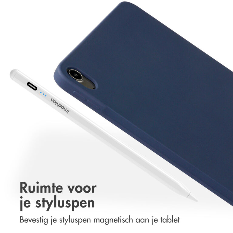 Accezz Liquid Silicone Backcover met penhouder Apple iPad Air 11 inch (2025) M3 / (2024) M2 / Air 5 (2022) / Air 4 (2020) - Donkerblauw - Afbeelding 8