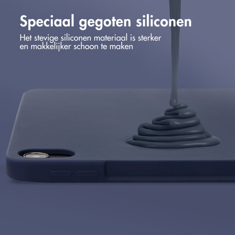 Accezz Liquid Silicone Backcover met penhouder Apple iPad Air 11 inch (2025) M3 / (2024) M2 / Air 5 (2022) / Air 4 (2020) - Donkerblauw - Afbeelding 7