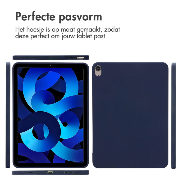 Accezz Liquid Silicone Backcover met penhouder Apple iPad Air 11 inch (2025) M3 / (2024) M2 / Air 5 (2022) / Air 4 (2020) - Donkerblauw - Afbeelding 5