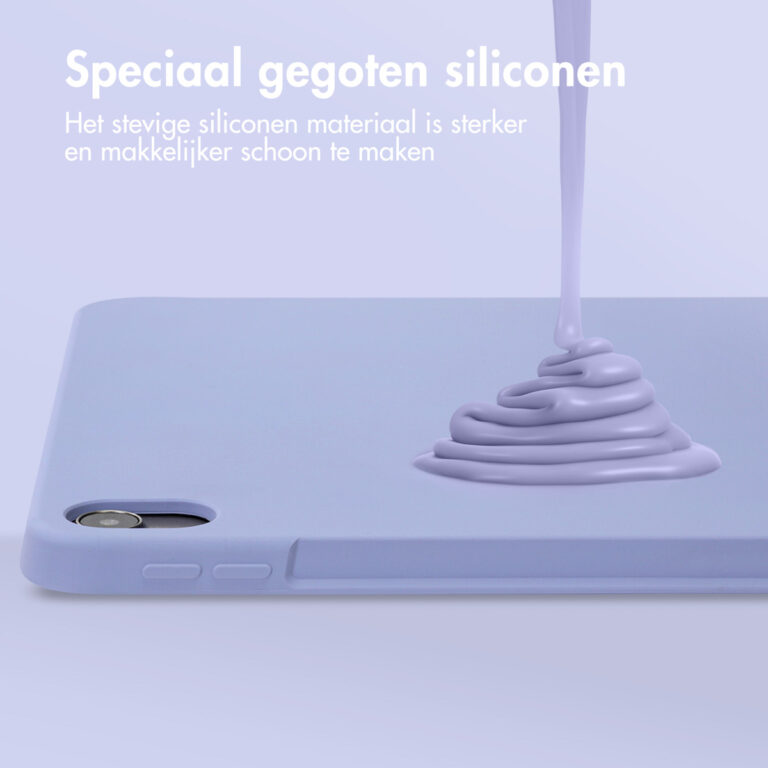 Accezz Liquid Silicone Backcover met penhouder Apple iPad Air 11 inch (2025) M3 / (2024) M2 / Air 5 (2022) / Air 4 (2020) - Lila - Afbeelding 6