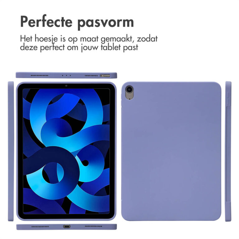 Accezz Liquid Silicone Backcover met penhouder Apple iPad Air 11 inch (2025) M3 / (2024) M2 / Air 5 (2022) / Air 4 (2020) - Lila - Afbeelding 5
