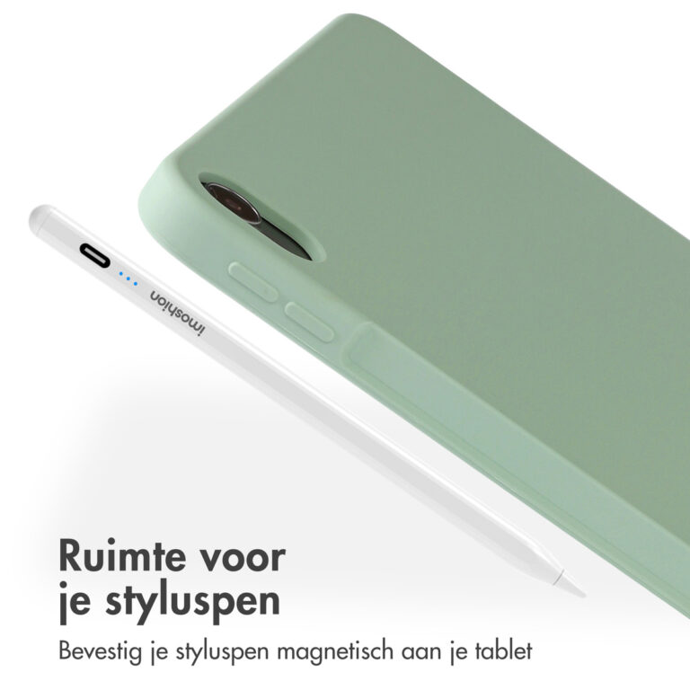 Accezz Liquid Silicone Backcover met penhouder Apple iPad Air 11 inch (2025) M3 / (2024) M2 / Air 5 (2022) / Air 4 (2020) - Lichtgroen - Afbeelding 9