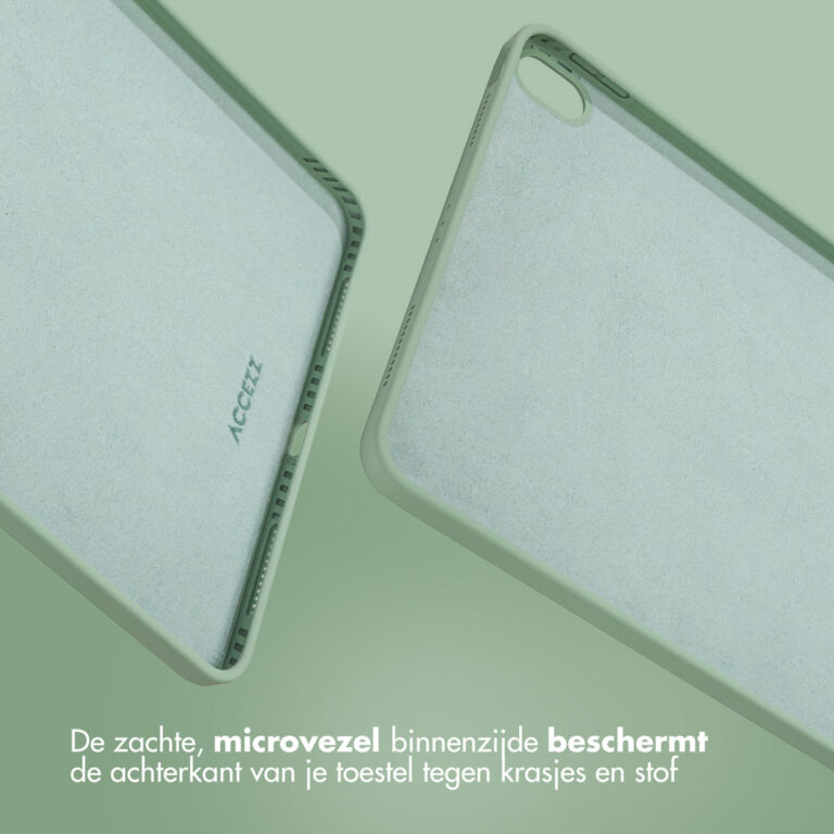 Accezz Liquid Silicone Backcover met penhouder Apple iPad Air 11 inch (2025) M3 / (2024) M2 / Air 5 (2022) / Air 4 (2020) - Lichtgroen - Afbeelding 8