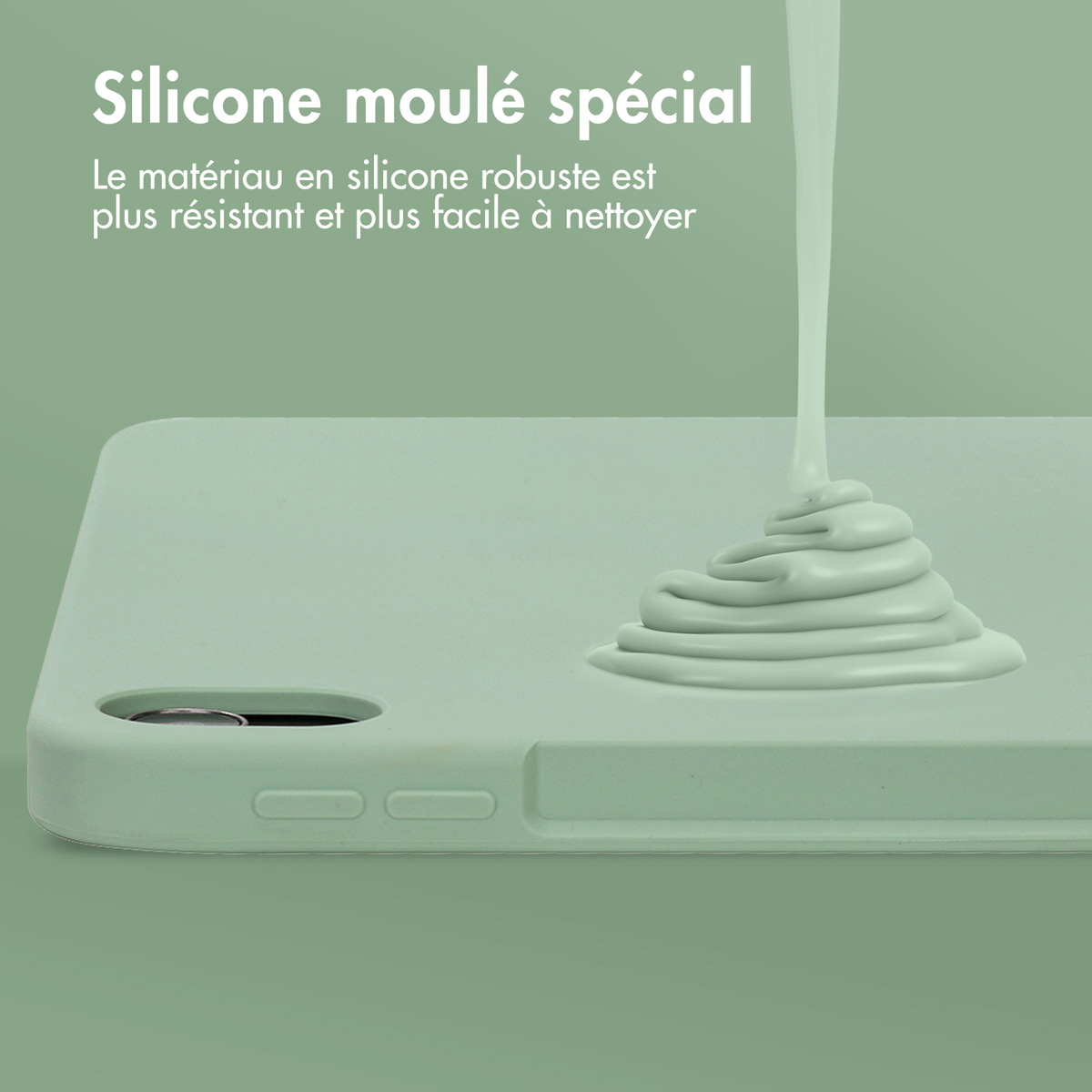 Accezz Liquid Silicone Backcover met penhouder Apple iPad Air 11 inch (2025) M3 / (2024) M2 / Air 5 (2022) / Air 4 (2020) - Lichtgroen - Afbeelding 6