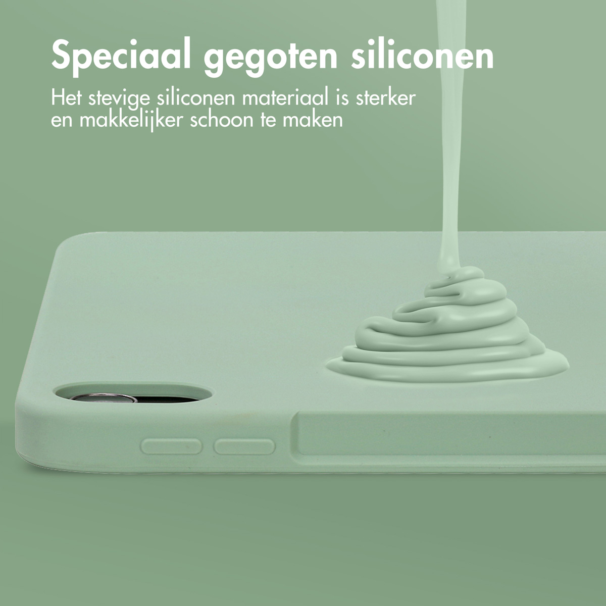 Accezz Liquid Silicone Backcover met penhouder Apple iPad Air 11 inch (2025) M3 / (2024) M2 / Air 5 (2022) / Air 4 (2020) - Lichtgroen - Afbeelding 5